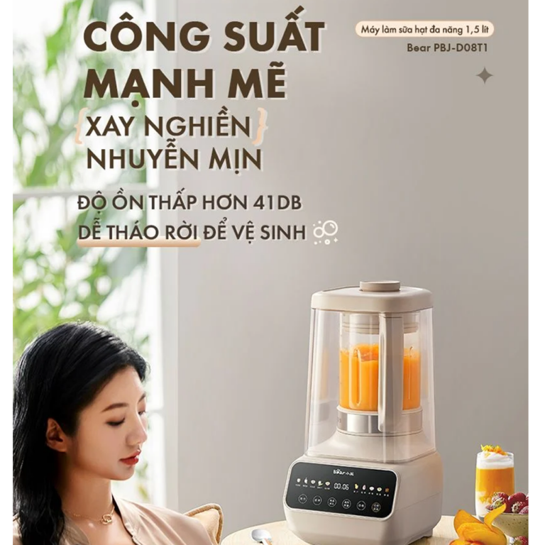 Máy Làm Sữa Hạt Bear PBJ-D08T1 1.5 Lít