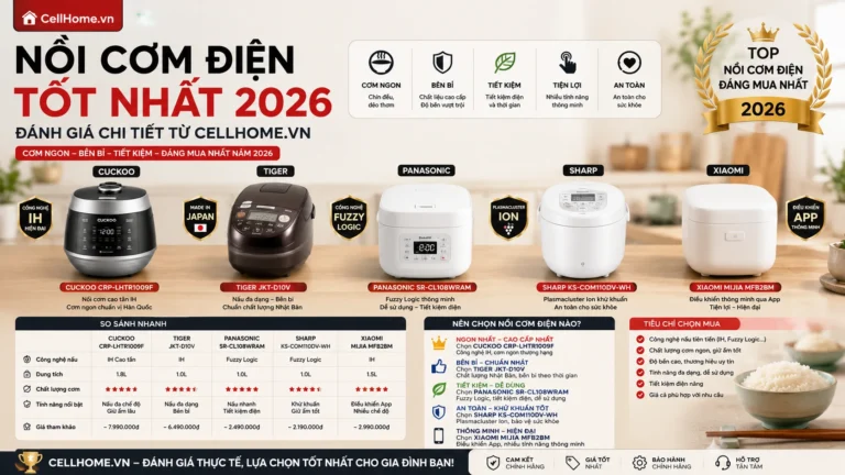 Nồi Cơm Điện Tốt Nhất 2026: Đánh Giá Chi Tiết Từ CellHome.vn