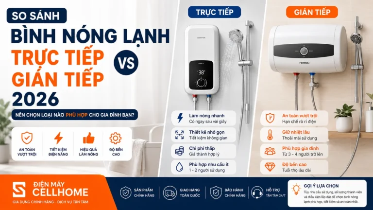 So Sánh Bình Nóng Lạnh Trực Tiếp Gián Tiếp 2026