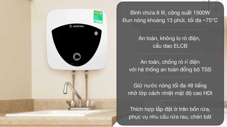 Bình nóng lạnh Ariston AN LUX 6 UE 1.5 FE lắp trong