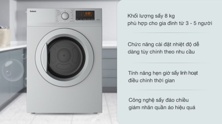Máy sấy thông hơi Galanz 8kg DV-80T5C.S (ghi)