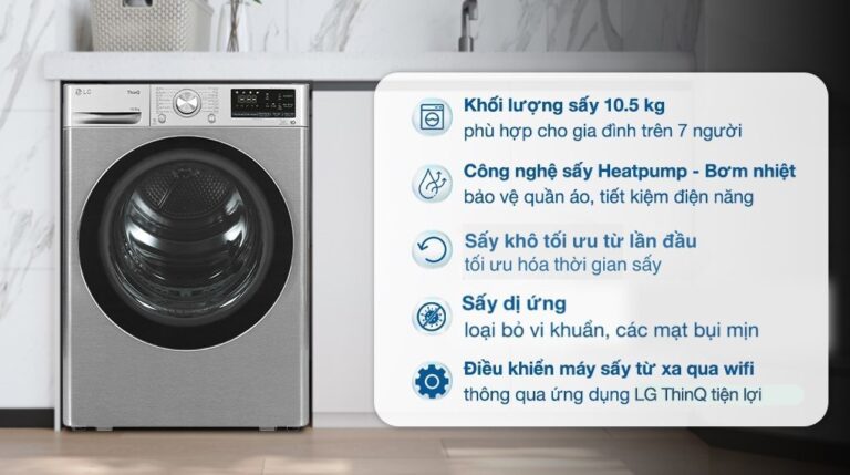 Máy sấy bơm nhiệt LG 10.5kg DVHP50B