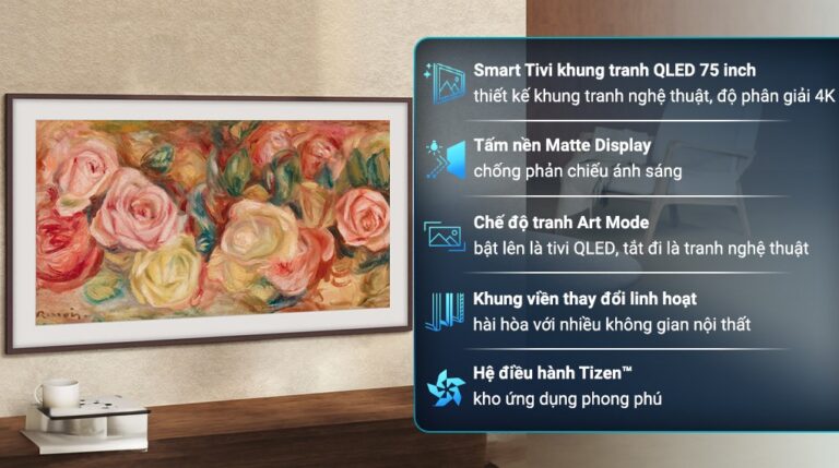 Smart Tivi khung tranh 4K QLED 75 inch Samsung The Frame