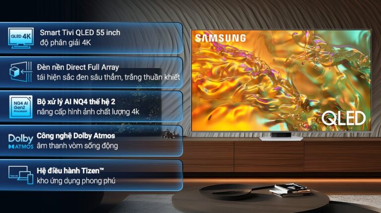 Smart Tivi Samsung QLED 4K 55 inch QA55Q80DAKXXV
