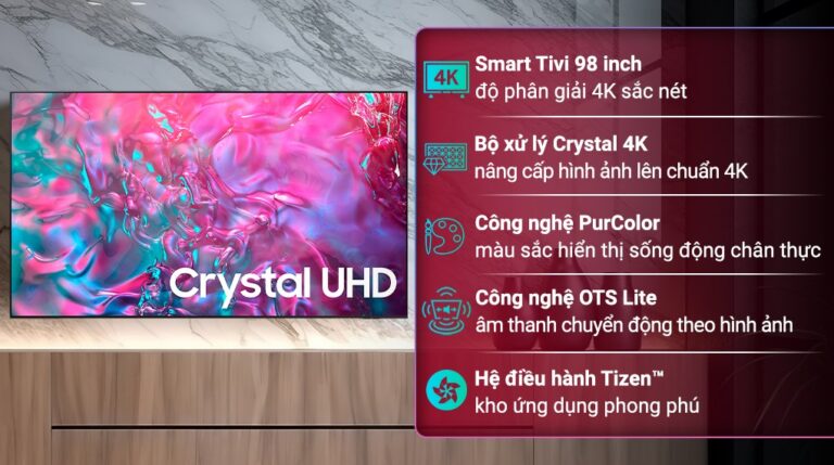 Smart Tivi Samsung 4K Crystal UHD 98 inch UA98DU9000KXXV