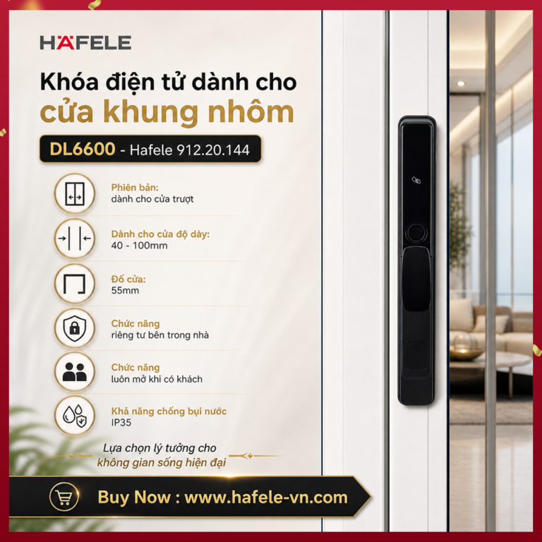 Khóa điện tử Hafele DL6600 Cửa trượt