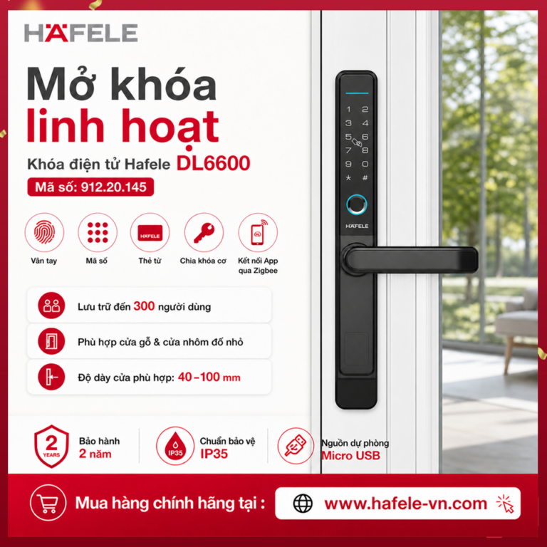 Khóa điện tử Hafele DL6600 Cửa nhôm