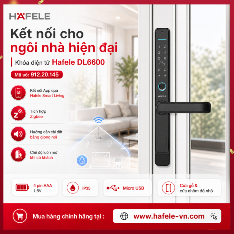 Khóa điện tử Hafele DL6600 Cửa nhôm