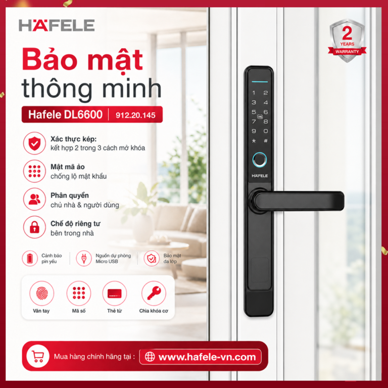 Khóa điện tử Hafele DL6600 Cửa nhôm