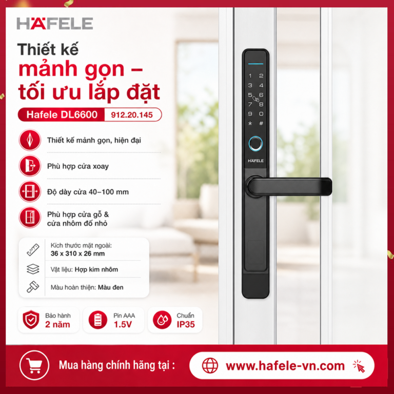 Khóa điện tử Hafele DL6600 Cửa nhôm