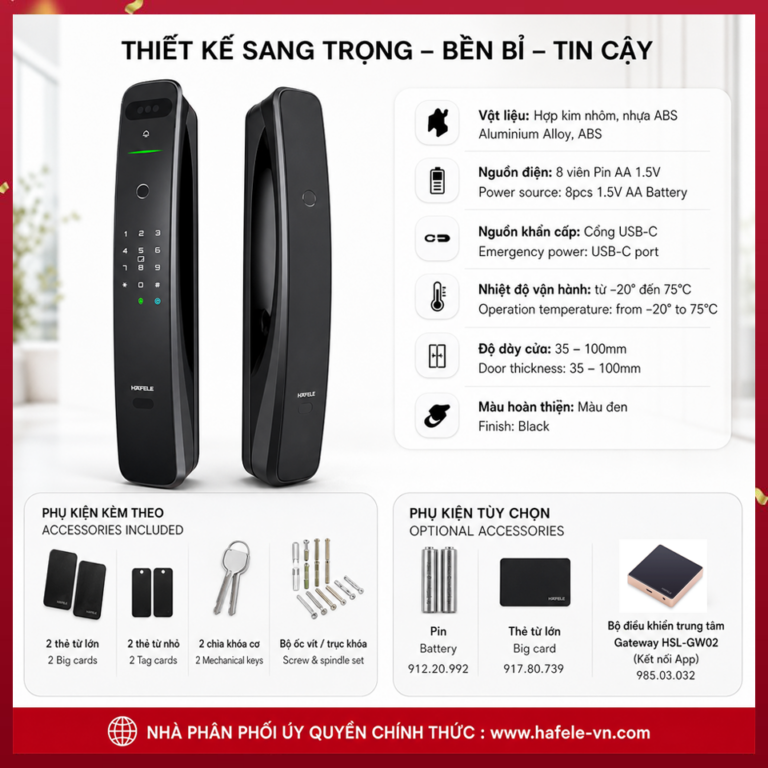 Khóa điện tử Hafele PP9100 Màu đen