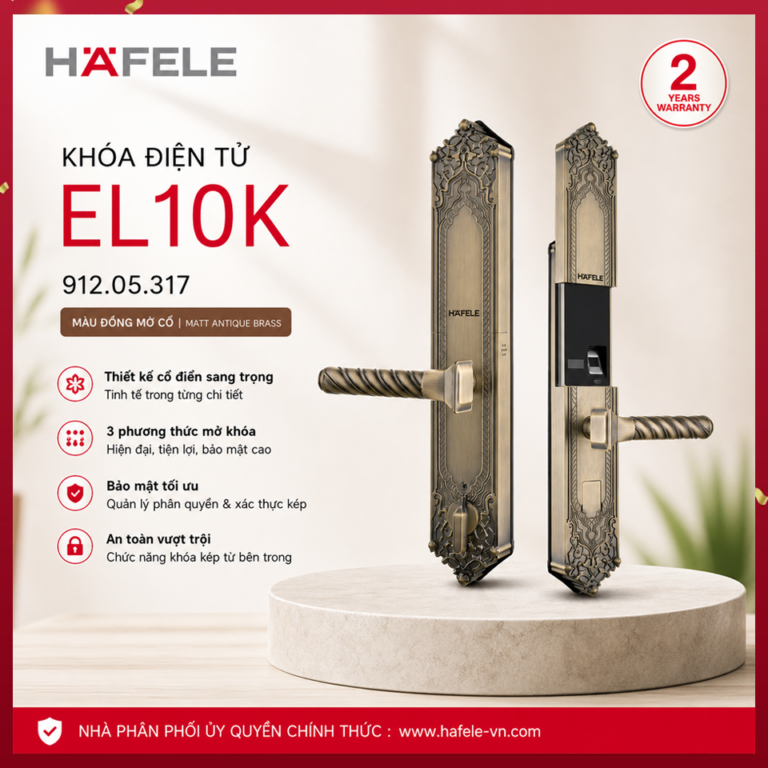 Khóa điện tử Hafele EL10K Màu vàng