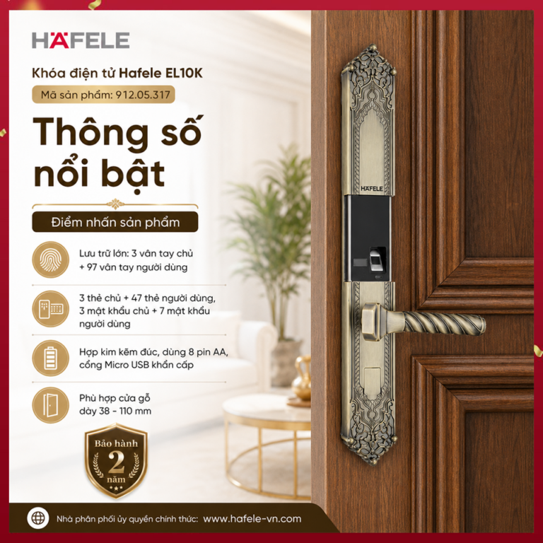 Khóa điện tử Hafele EL10K Màu vàng