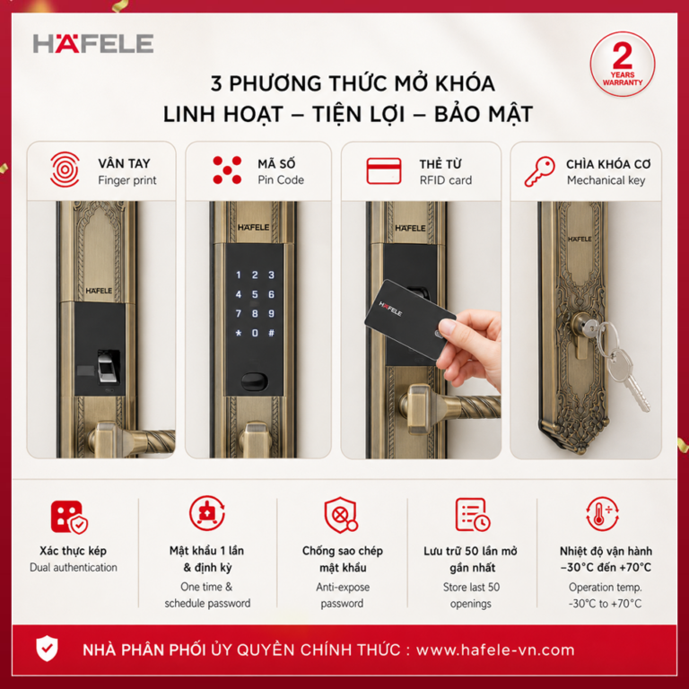 Khóa điện tử Hafele EL10K Màu vàng