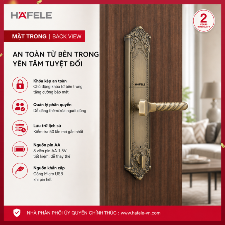 Khóa điện tử Hafele EL10K Màu vàng