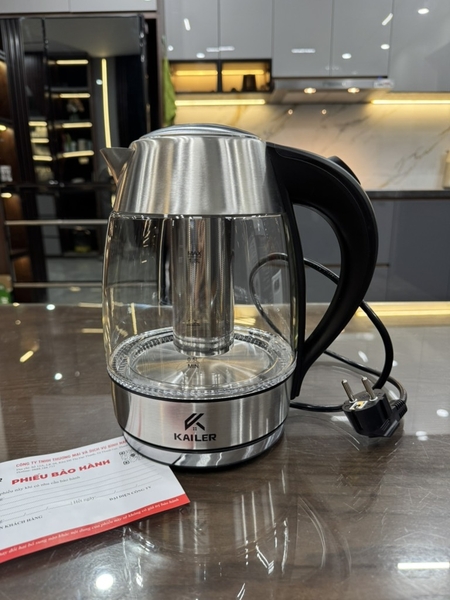 Ấm siêu tốc thủy tinh có lõi lọc trà Kailer  KL-268