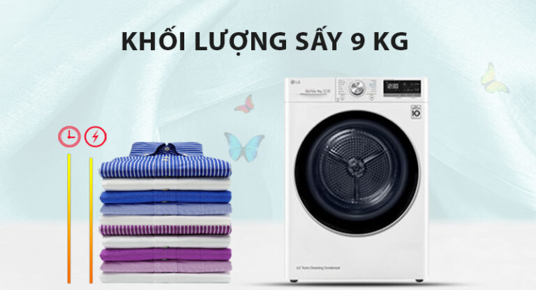 Máy sấy bơm nhiệt LG 9kg DVHP09W