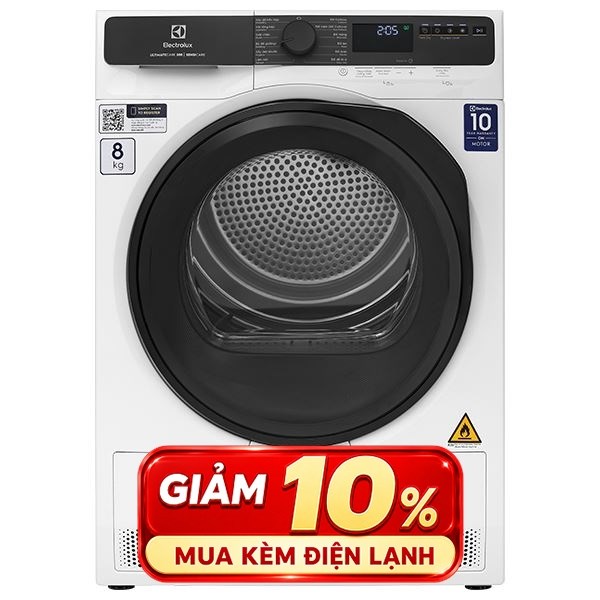 Máy sấy Electrolux Heatpump 8kg EDH803J5WC (trắng)
