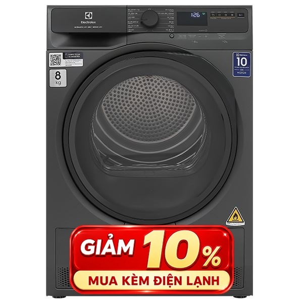 Máy sấy Electrolux Heatpump 8kg EDH803J5SC (ghi)