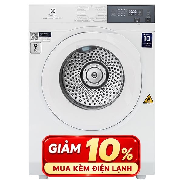 Máy sấy hỗ trợ là Electrolux 9kg EDS904H3WC (trắng)
