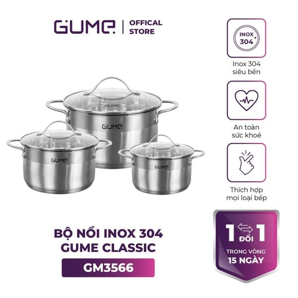 Bộ Nồi Inox 304 Cao Cấp Gume Classic GM-3566