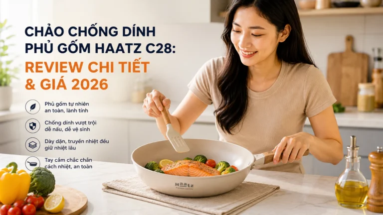 Chảo chống dính phủ gốm Haatz C28: review chi tiết & giá 2026