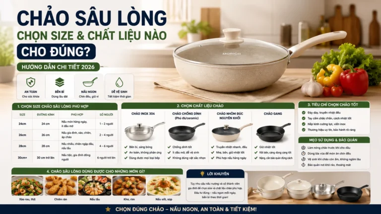 Chảo sâu lòng chọn size và chất liệu nào cho đúng