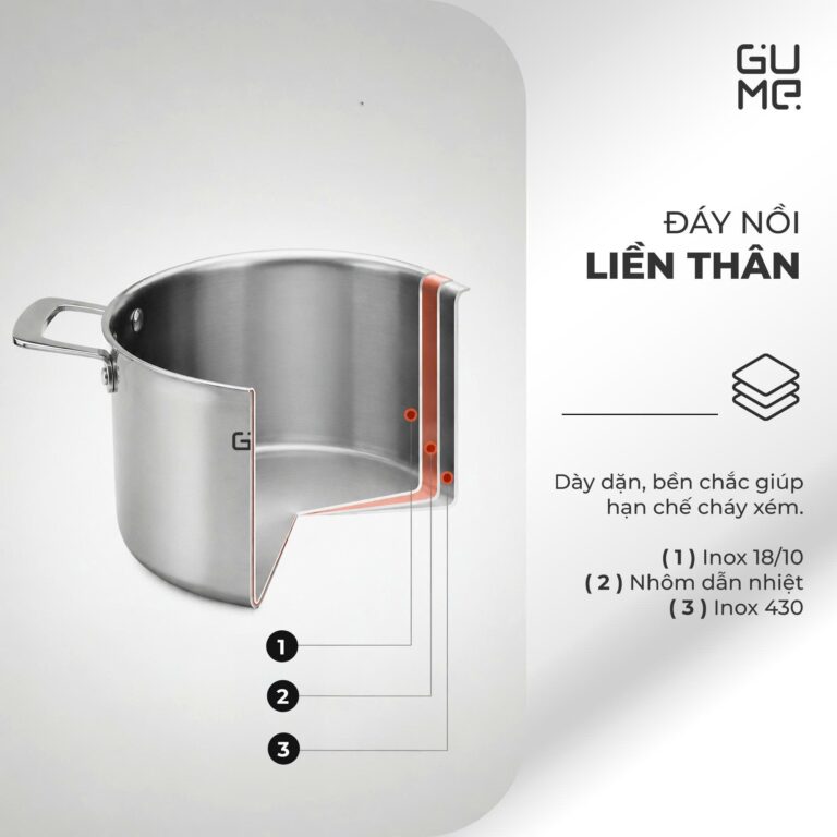 Bộ Nồi Lẩu Đa Năng Inox 18/10 Liền Khối Gume GM – N3326