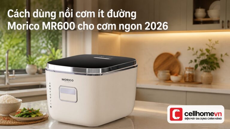 Cách dùng nồi cơm ít đường Morico MR600 cho cơm ngon 2026