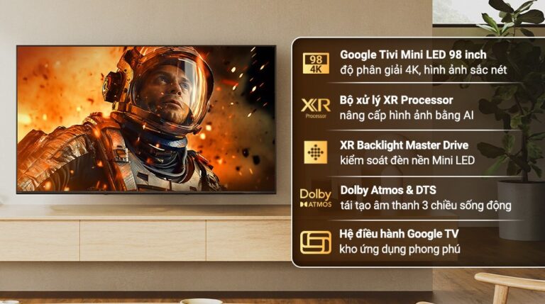 Google Tivi Mini LED Sony AI 4K 98 inch K-98XR50