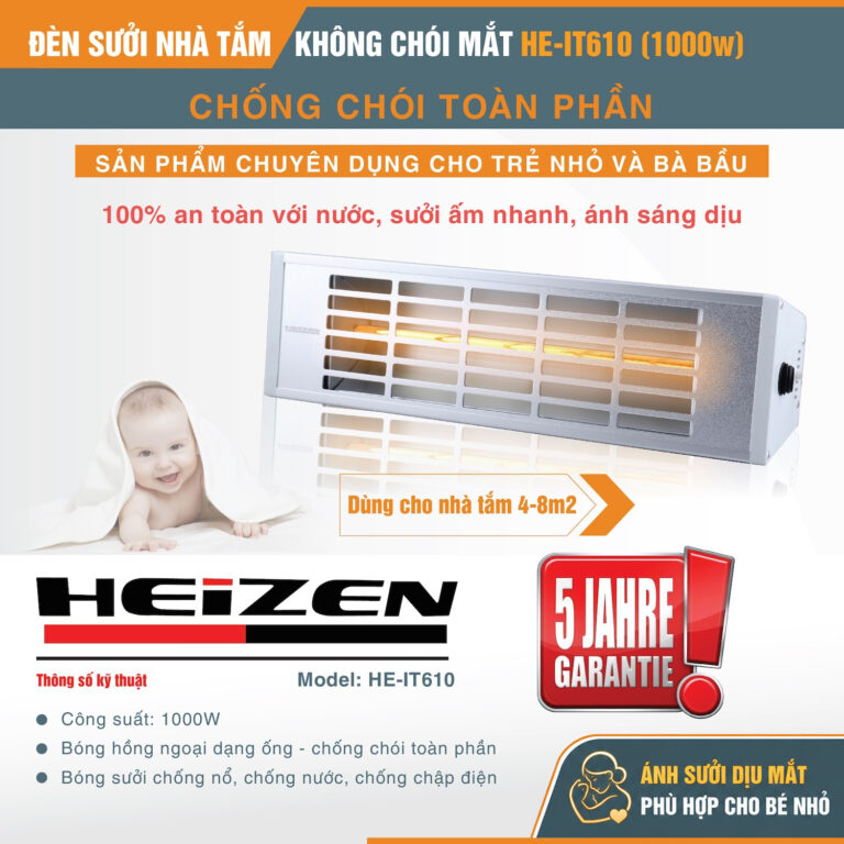 Đèn sưởi nhà tắm Heizen HE-IT610 không chói mắt