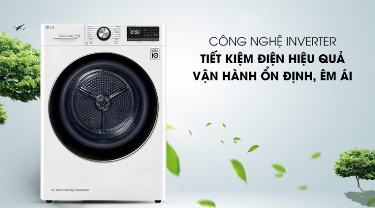 Máy sấy bơm nhiệt LG 9kg DVHP09W