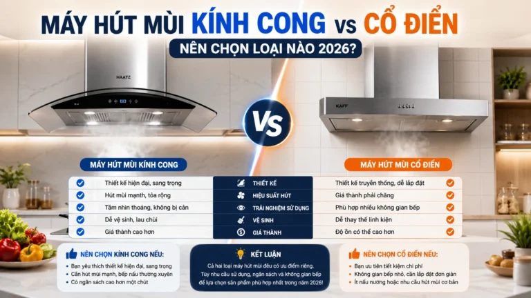 Máy Hút Mùi Kính Cong Vs Cổ Điển: Nên Chọn Loại Nào 2026