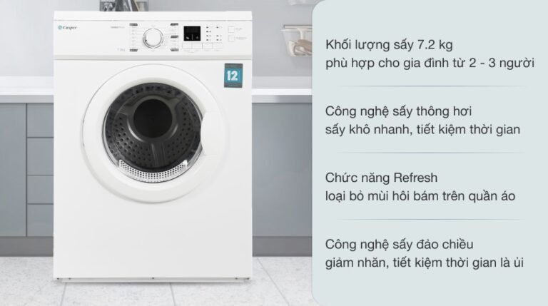 Máy sấy thông hơi Casper 7.2kg TD-72VWD (trắng)