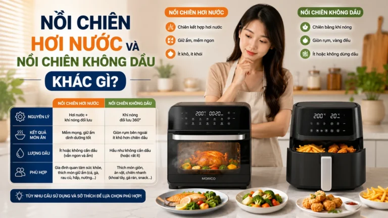 Nồi chiên hơi nước và nồi chiên không dầu khác gì?
