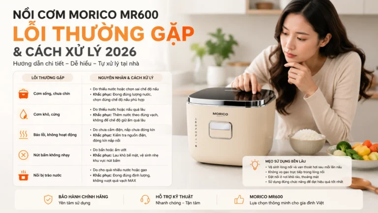 Nồi cơm Morico MR600 lỗi thường gặp & cách xử lý 2026