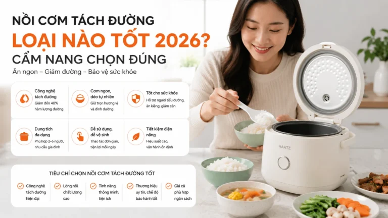 Nồi cơm tách đường loại nào tốt 2026? Cẩm nang chọn đúng