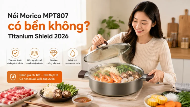 Nồi Morico MPT807 có bền không? Titanium Shield 2026