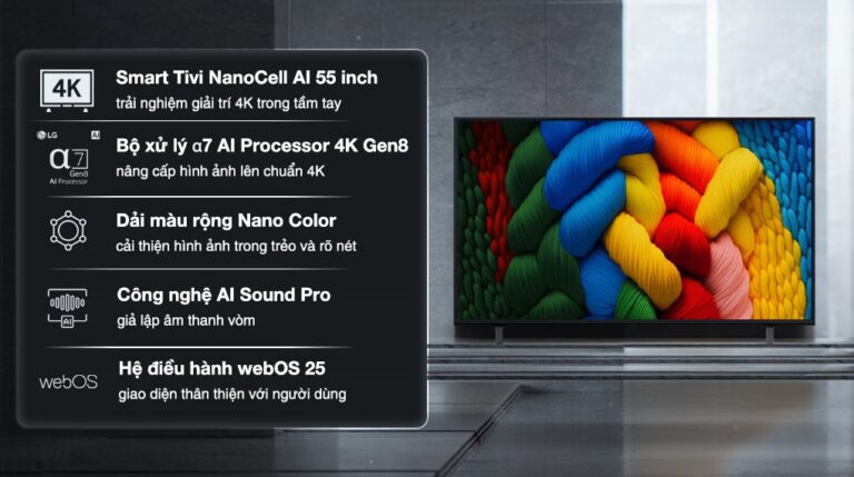 Smart Tivi NanoCell LG AI 4K 55 inch 55NANO80ASA