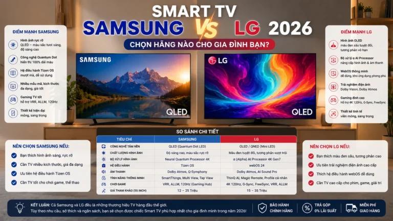 Smart TV Samsung Vs LG 2026: Chọn Hãng Nào