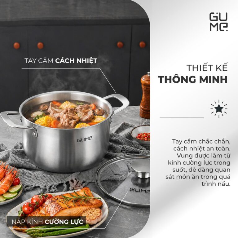 Bộ Nồi Lẩu Đa Năng Inox 18/10 Liền Khối Gume GM – N3326