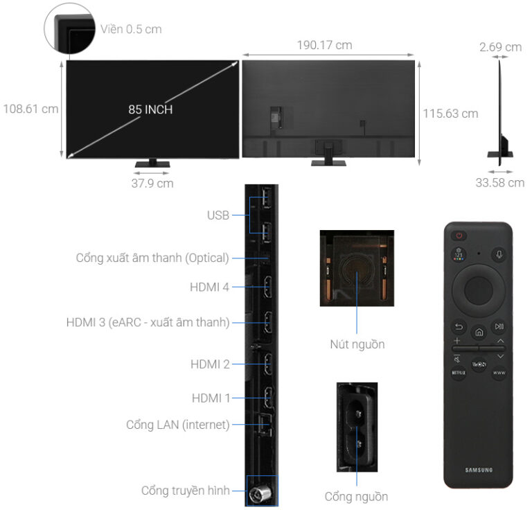 Smart Tivi Samsung QLED 4K 75 Inch QA75Q60DAKXXV