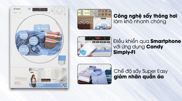 Máy sấy thông hơi Candy 9kg CSE V9DF-S (trắng)