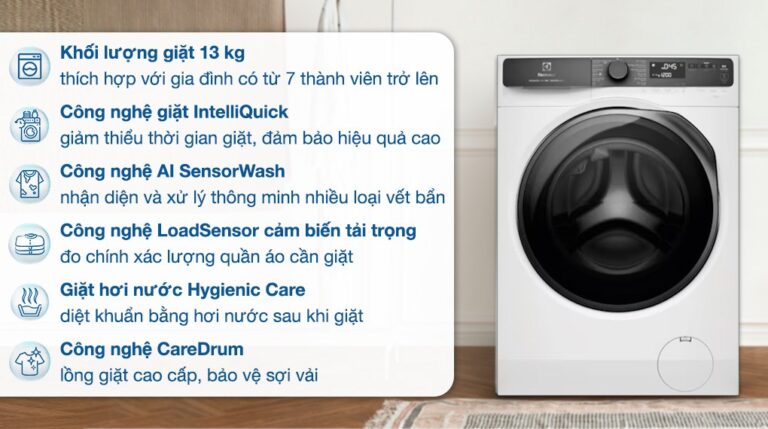 Máy giặt 13kg Electrolux EWF1343R7WC (trắng)