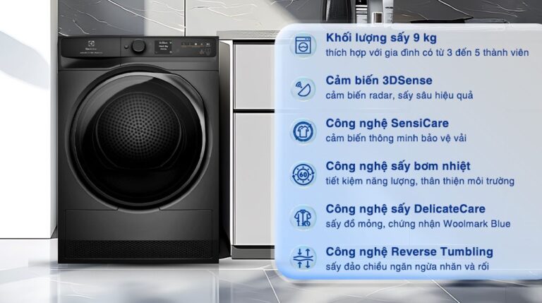 Máy sấy Electrolux Heatpump 9kg EDH903R7SC (ghi)