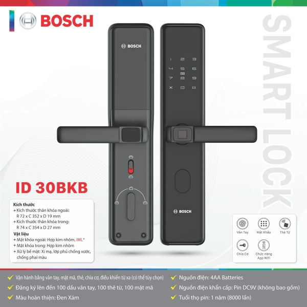 Khóa cửa điện tử Bosch ID-30BKB APP