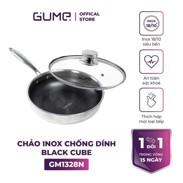 Chảo Inox 18/10 Chống Dính Blackcube Gume Korea GM – 1328N
