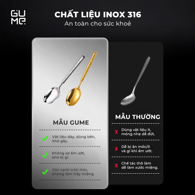 Bộ 6 thìa Inox 316 Gume GM-D1301 (màu inox bạc)