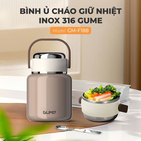 Bình Ủ Cháo Giữ Nhiệt Inox 316 Gume GM – F188