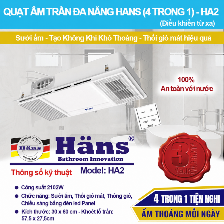 Quạt âm trần đa năng Hans HA2